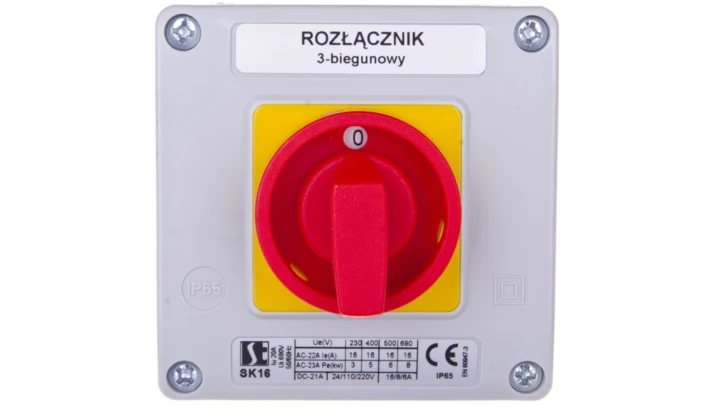 Łącznik krzywkowy 0-1 3P 16A w obudowie SK16-2.8211OB11ZC