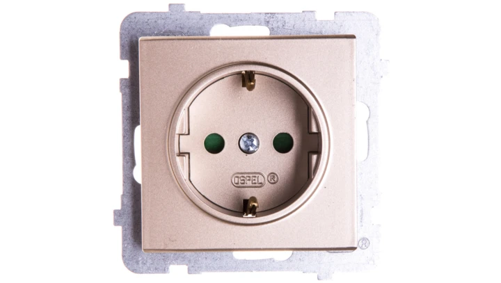 SONATA Gniazdo pojedyncze z/u Schuko z przesłonami szampański złoty GP-1RSP/m/39