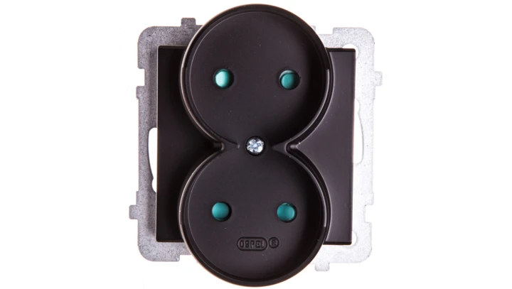 SONATA Gniazdo podwójne b/u z przesłonami czarny metalik GP-2RRP/m/33