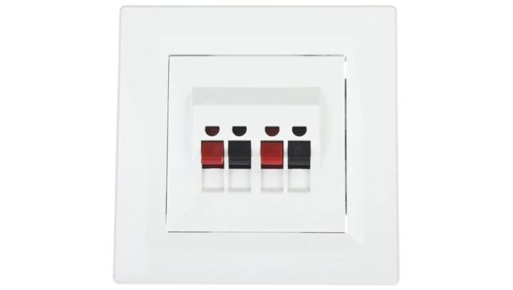 Gniazdo głośnikowe Asfora podwójne białe z ramką EPH5700121