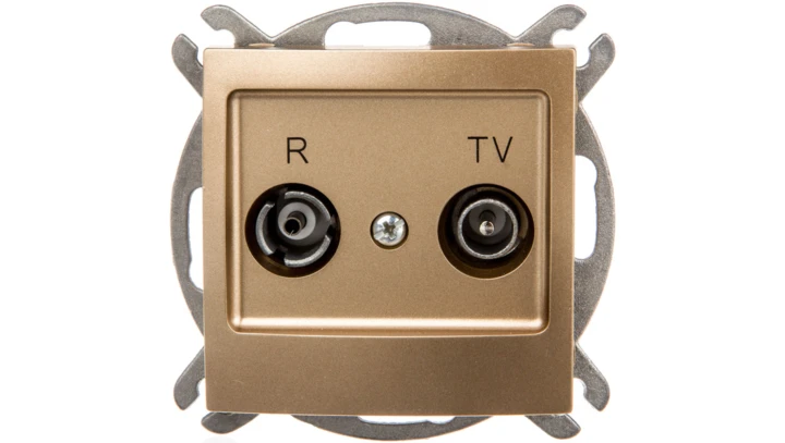 IMPRESJA Gniazdo antenowe RTV zakończeniowe 10dB złoty metalik GPA-10YPZ/m/28