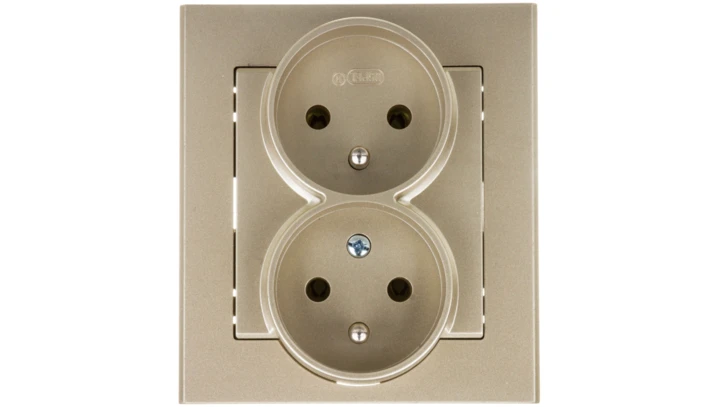 SONATA Gniazdo podwójne z/u z niezmiennością faz szampański złoty GP-2RC/39