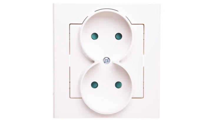 SONATA Gniazdo podwójne b/u z przesłonami ecru GP-2RP/27