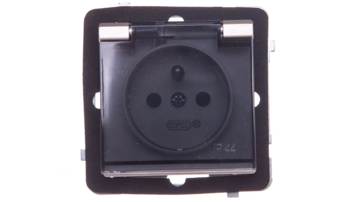 SONATA Gniazdo bryzgoszczelne z/u IP44 z przesłonami klapka przezroczysta szampański złotyGPH-1RZP/m/39/d