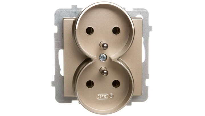 SONATA Gniazdo podwójne z/u szampański złoty GP-2RRZ/m/39