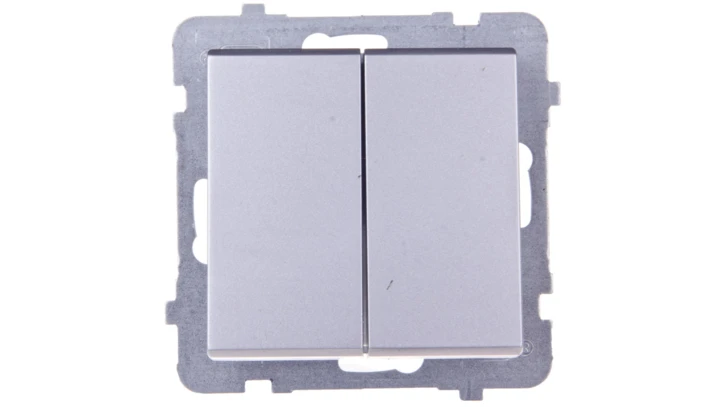 SONATA Łącznik schodowy podwójny srebro mat ŁP-10R/m/38