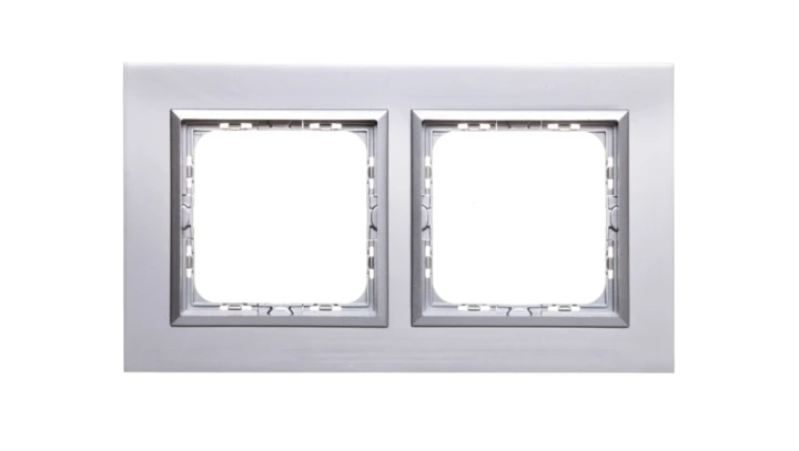 SONATA Ramka podwójna aluminium / srebrna matal R-2RAC/35/38