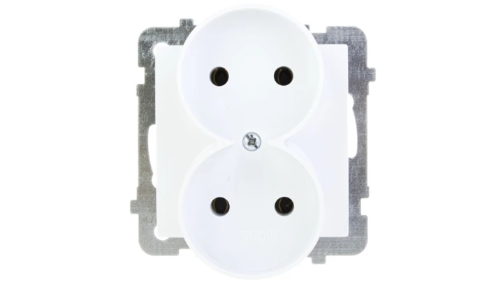 AS Gniazdo podwójne b/u białe GP-2GR/m/00