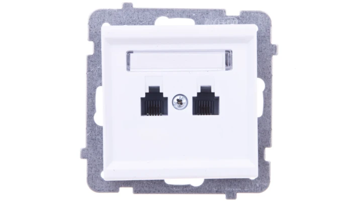 SONATA Gniazdo telefoniczne podwójne RJ11 równoległe białe GPT-2RR/m/00