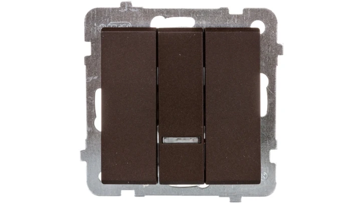 SONATA Łącznik potrójny z podświetleniem czekoladowy metalik ŁP-13RS/m/40