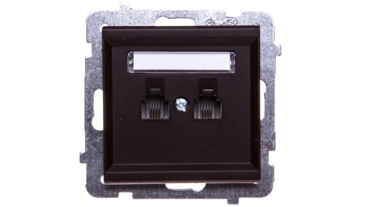 SONATA Gniazdo telefoniczne podwójne RJ11 równoległe czekoladowy metalik GPT-2RR/m/40