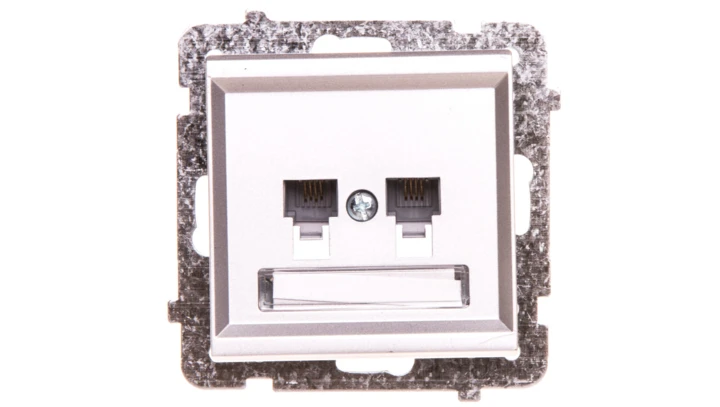 SONATA Gniazdo telefoniczne podwójne RJ11 niezależne srebro mat GPT-2RN/m/38