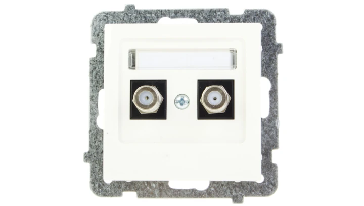 AS Gniazdo antenowe podwójne typu F ecru GPA-2GF/m/27