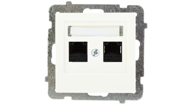 AS Gniazdo komputerowe podwójne RJ45 kat.5e MMC ecru GPK-2G/K/m/27
