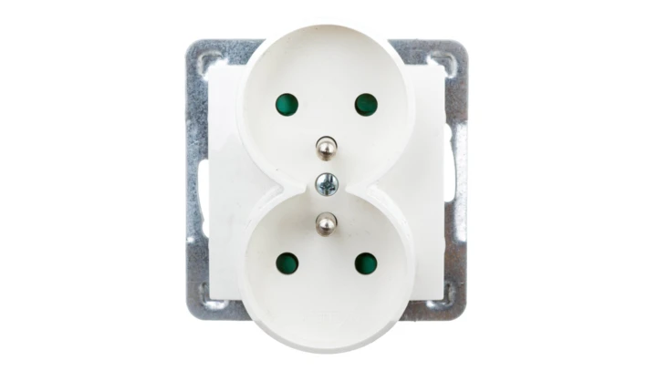 IMPRESJA Gniazdo podwójne z/u z przesłonami ecru GP-2YRZP/m/27