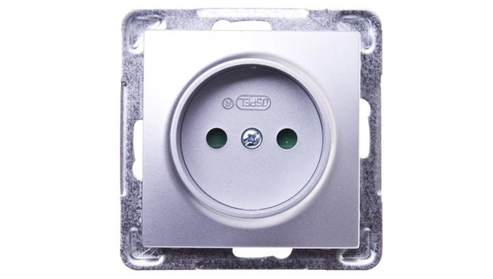 IMPRESJA Gniazdo pojedyncze b/u z przesłonami srebrne GP-1YP/m/18