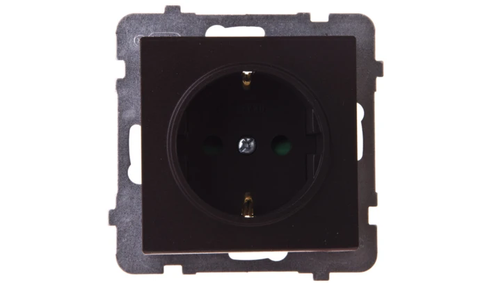 SONATA Gniazdo pojedyncze z/u Schuko z przesłonami czekoladowy metalik GP-1RSP/m/40