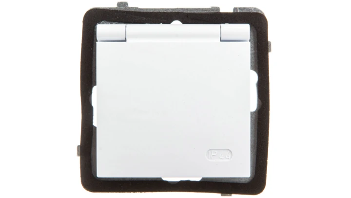 AS Gniazdo bryzgoszczelne z/u Schuko IP44 klapka biała GPH-1GS/m/00/w