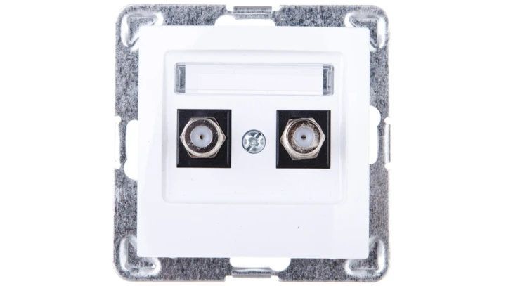 IMPRESJA Gniazdo antenowe podwójne typu F białe GPA-2YF/m/00