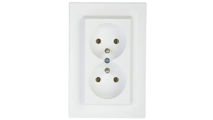 Gniazdo podwójne Asfora z/u białe z ramką EPH9800221