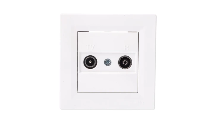 Gniazdo antenowe Asfora RTV końcowe 1dB białe z ramką EPH3300121