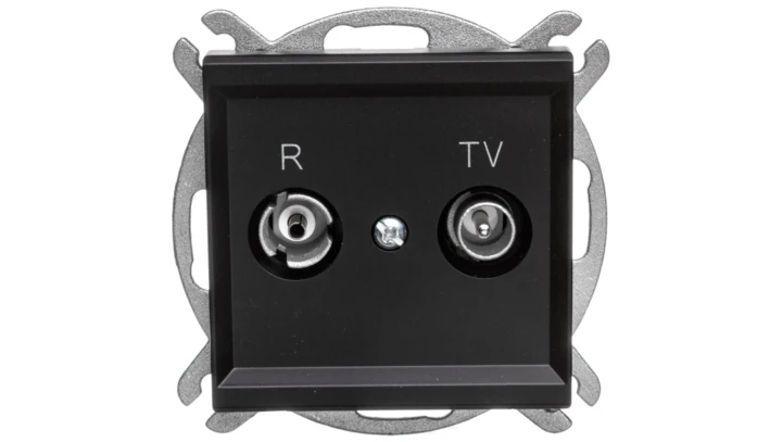 SONATA Gniazdo antenowe RTV przelotowe 16dB czarny metalik GPA-16RP/m/33