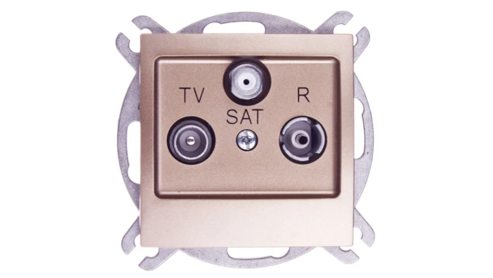 IMPRESJA Gniazdo antenowe RTV-SAT przelotowe złoty metalik GPA-YSP/m/28