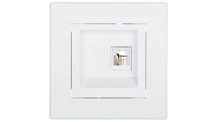 Gniazdo telefoniczne Asfora pojedyncze RJ11 białe z ramką EPH4100121