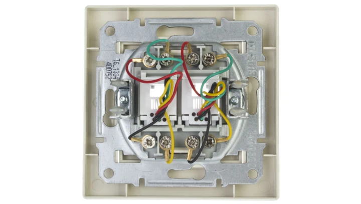 Gniazdo telefoniczne Asfora podwójne 2xRJ11 kremowe z ramką EPH4200123