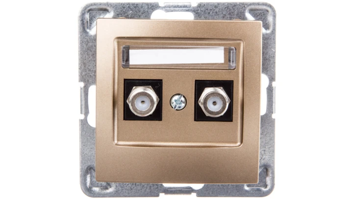 IMPRESJA Gniazdo antenowe podwójne typu F złoty metalik GPA-2YF/m/28