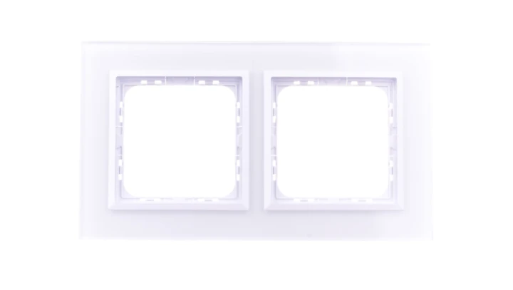 SONATA Ramka podwójna białe szkło / biała R-2RGC/31/00