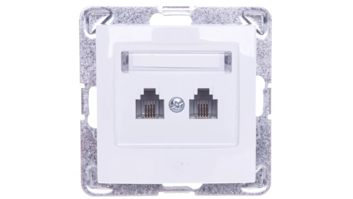 IMPRESJA Gniazdo telefoniczne podwójne RJ11 równoległe białe GPT-2YR/m/00