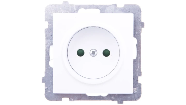 AS Gniazdo pojedyncze b/u z przesłonami białe GP-1GP/m/00