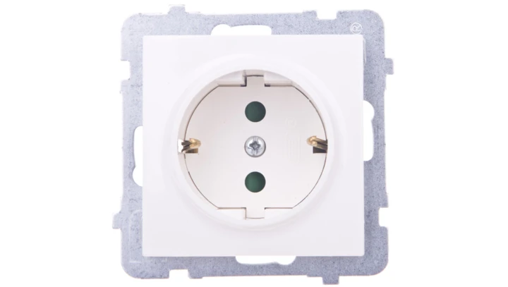 AS Gniazdo pojedyncze z/u Schuko z przesłonami ecru GP-1GSP/m/27