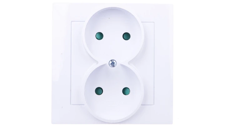 AS Gniazdo podwójne b/u z przesłonami białe GP-2GP/00