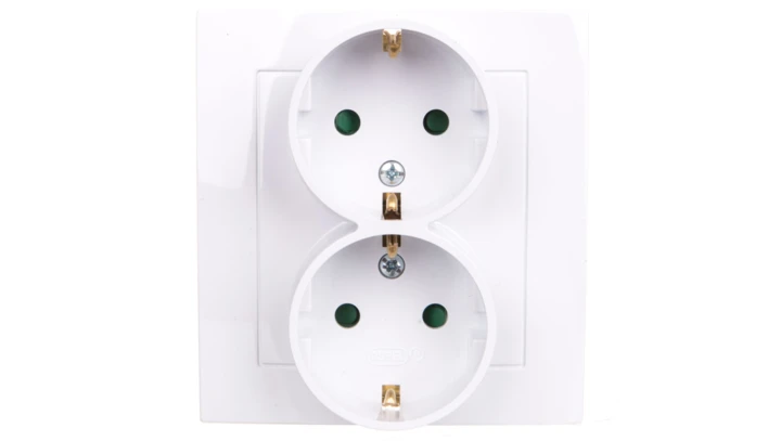 AS Gniazdo podwójne z/u Schuko z przesłonami białe GP-2GSP/00