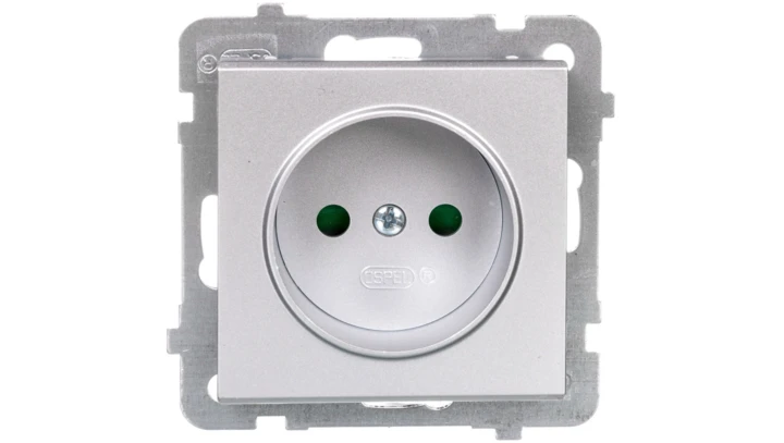 SONATA Gniazdo pojedyncze b/u z przesłonami srebro mat GP-1RP/m/38