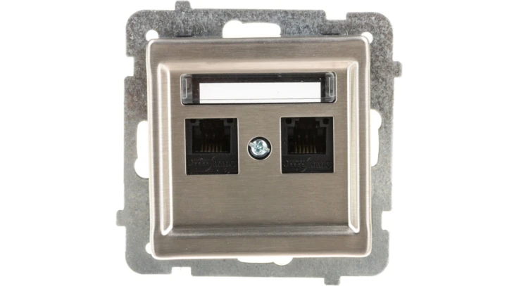 SONATA Gniazdo telefoniczne podwójne RJ11 niezależne stal inox GPT-2RMN/m/37