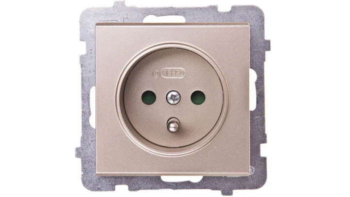 SONATA Gniazdo pojedyncze z/u z przesłonami szampański złoty GP-1RZP/m/39