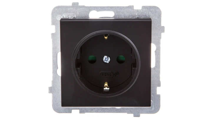 SONATA Gniazdo pojedyncze z/u Schuko z przesłonami czarny metalik GP-1RSP/m/33