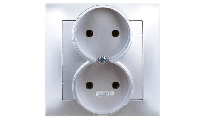 IMPRESJA Gniazdo podwójne b/u srebro GP-2Y/18