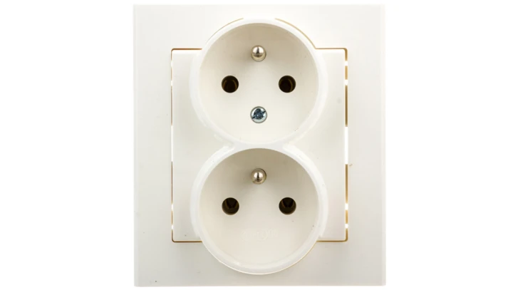 SONATA Gniazdo podwójne z/u z niezmiennością faz ecru GP-2RC/27