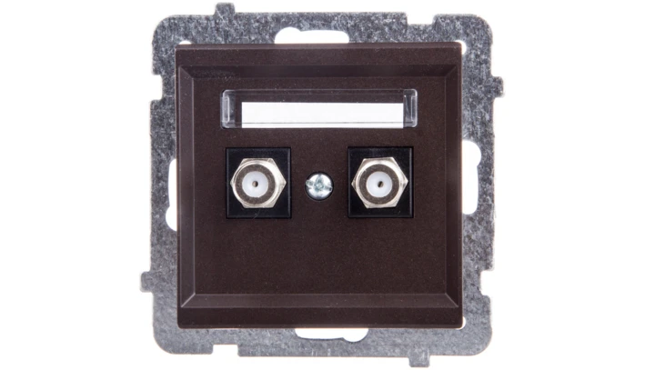 SONATA Gniazdo antenowe podwójne typu F czekoladowy metalik GPA-2RF/m/40