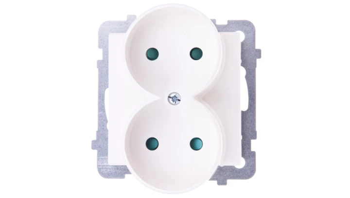 SONATA Gniazdo podwójne b/u z przesłonami ecru GP-2RRP/m/27