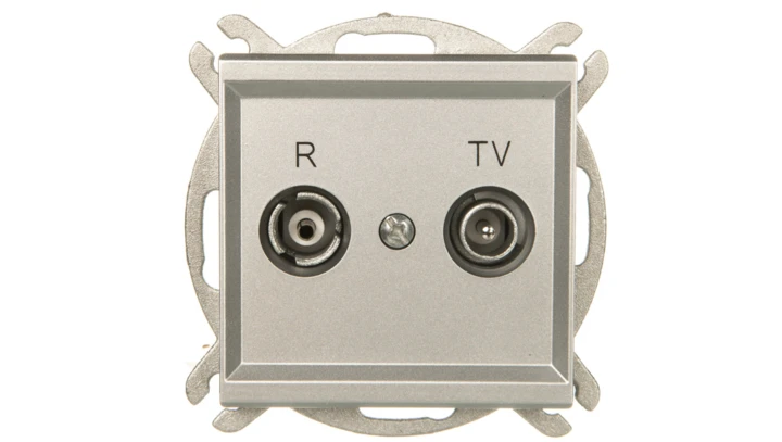 SONATA Gniazdo antenowe RTV przelotowe 10dB srebro mat GPA-10RP/m/38