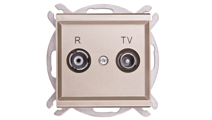 SONATA Gniazdo antenowe RTV zakończeniowe 10dB szampański złoty GPA-10RPZ/m/39