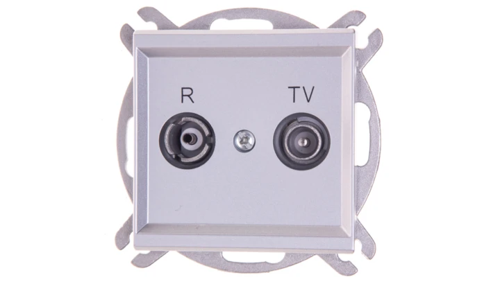 SONATA Gniazdo antenowe RTV przelotowe 14dB srebro mat GPA-14RP/m/38