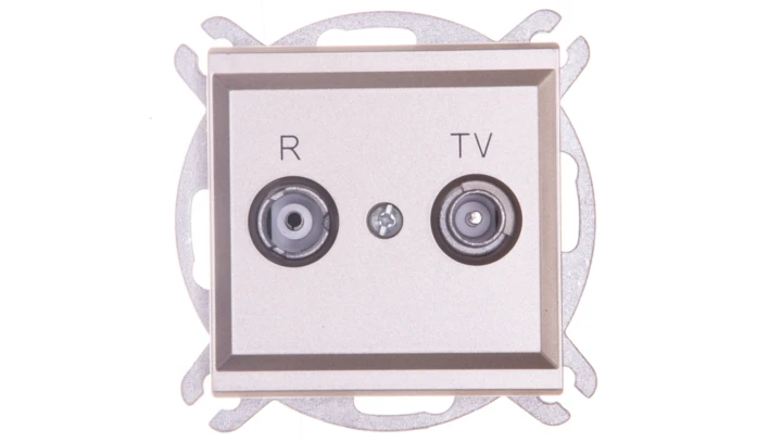 SONATA Gniazdo antenowe RTV przelotowe 14dB szampański złoty GPA-14RP/m/39