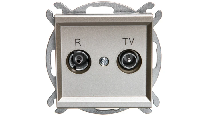 SONATA Gniazdo antenowe RTV przelotowe 16dB szampański złoty GPA-16RP/m/39