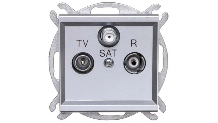 SONATA Gniazdo antenowe RTV-SAT przelotowe srebro mat GPA-RSP/m/38